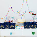 TKSBAG 50 Pack Small Thank You Gift Bags with Handles, 5.5''x 2.3''x4.7'' Mini Navy Blue Gift Bags Bulk for Baby Shower, Birthday, Wedding, Party Favors, Back to School, Summer Party, Mother's Day - Image 5