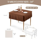 Wish Care 2 Pack Brown Spandex Tablecloths for 34x34 Inch Square Tables, Stretch Fitted Table Clothes with Pleated Ruffle Skirt for 34” Table, Wrinkle Free and Elastic, for Party Kitchen Home Dining - Image 4