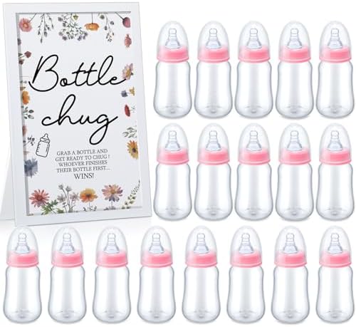 Roowest Bottle Chug Baby Shower Games Favors, Pink, Wideflower by Roowest