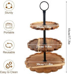 AnyDesign 3 Tier Cupcake Stand Scalloped Wooden Dessert Display Stand Brown Tiered Serving Tray for Wedding Birthday Bridal Baby Shower Tea Party Events - Image 2