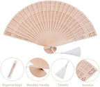 Sepwedd 50 Set Sandalwood Fan Wooden Hand Fan Baby Shower Party Favors with Organza Bags and Tassels Wooden Folding Fan - Image 2
