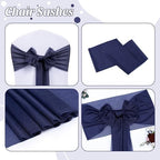 MDS Pack of 125 Chiffon Chair Sashes for Wedding & Event Décor - Navy Blue - Image 5