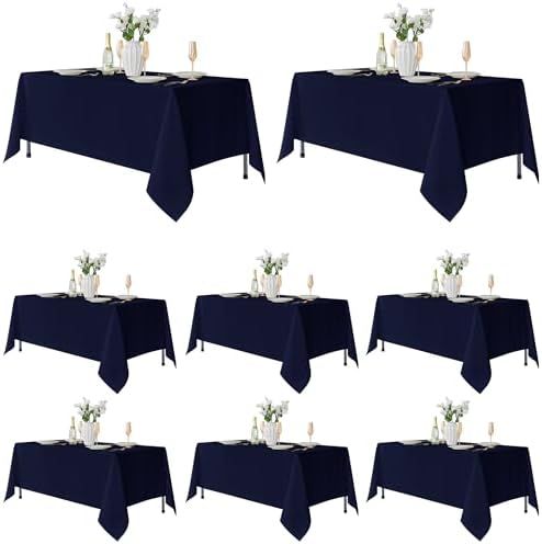 Fitable 8 Pack Navy Tablecloths 70x108 Inch for 6 Ft Rectangle Tables by Fitable