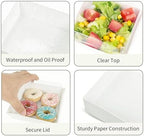 100 Pack Small Charcuterie Boxes with Clear Lids, 5.4 Inch To Go Paper Mini Food Containers, Disposable Dessert Bakery Boxes+100 Plastic Forks+100 Cupcake Liners for Cookie, Cake Slice, Sushi, White - Image 4