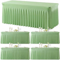 4 Pack Sage Green Table Cloth for 6 Foot Rectangle Tables Spandex Fitted Tablecloth 6ft Stretch Table Covers Skirt Green Banquet Tablecloths Wrinkle Free Tablecloth for Party Wedding Birthday Event by Tao-GePartyDecorations