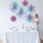 Fun Express 8" – 16" Pastel Watercolor Hanging Paper Fan Decorations - 6 Pc. - Image 4