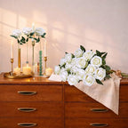 HyeFlora 50 PCS Ivory Roses Artificial Flowers, Fake Roses with Stem Realistic Silk Roses for DIY Wedding Bouquets Tables Centerpieces Arrangements Baby Shower Party Birthday Home Decor for Her - Image 6