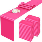 24 Pack Hot Pink Satin Table Runners 12 x 108 Inch Long Table Runners for Rectangle Round Tables,Smooth Satin Table Runner for Wedding,Birthday Party Banquets Graduation Engagements Decoration by Pesonlook