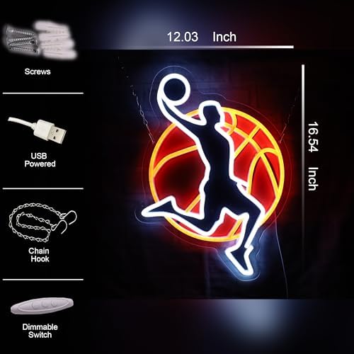 Basketball Neon Sign, USB Powered LED Light for Sports Room Decor - Image 4