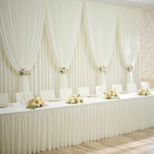50×12ft Wrinkle Free Ivory Backdrop Curtain for Wedding Parties, 10 Panels 5×12ft Long Soft Silky Polyester Backdrop Drapes Cream Photo Back Drop Curtains for Party Photography Background Cloth - Image 6