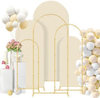 Gawicpy Wedding Arch Backdrop Stand Set Metal Arch Backdrop Stand with Wedding Arch Cover, Wedding Balloon Arch Backdrop Stand for Birthday, Baby Shower, Anniversary (Beige, 4FT+5FT+6FT) by Gawicpy