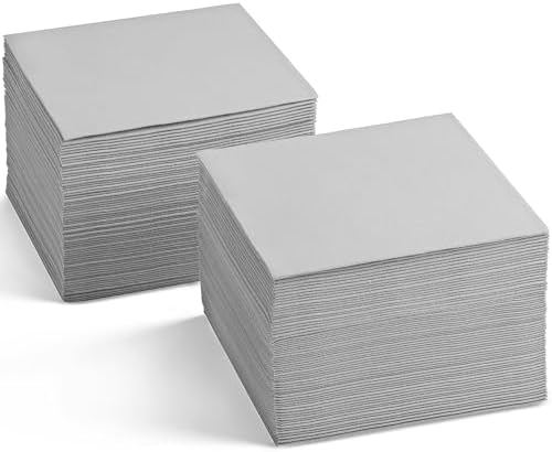 Disposable Linen-Feel Tela Gray Napkins, 6.5" x 6.5" Paper Napkins For Wedding, Party, Dinner Or Holiday (100 Pack) by SERVIETTO