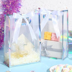 Aliceset 24 Pcs Clear Plastic Gift Bag with Handles,Iridescent Border - Image 4