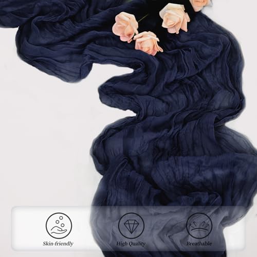 20 Pack Navy Blue Cheesecloth Table Runner 10FT Boho Fabric Rustic Cheese Cloth Table Runner for Wedding Bridal Shower Baby Shower Gauze Sheer Birthday Party Table Decorations 20 x 120 Inch Long - Image 5
