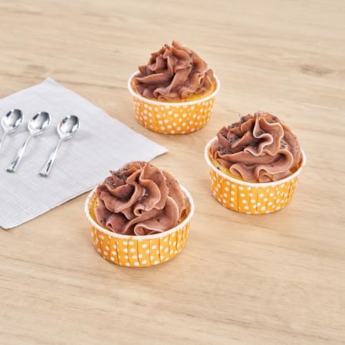Restaurantware 5 oz Orange Polka Dot Pleated Paper Baking Cups, 200 Count - Image 6