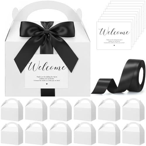 Maitys 24 Set Welcome Boxes for Wedding Guests 9x6x6 Gable Boxes, Black by Maitys