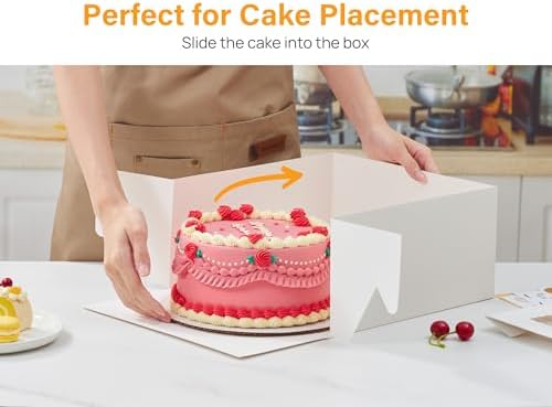 Kootek 15 Pack Cake Boxes 12 inch, 12x12x6 Tall Cake Box with Clear Window - Image 4