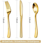 Goodluck 500PCS Gold Plastic Silverware, Gold Utensils Disposable, Plastic Cutlery Set of 200 Forks, 150 Spoons, 150 Knives for Wedding, Party, Birthday, Holidays - Image 4