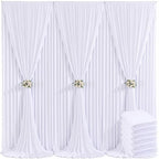 6 Panels White Backdrop Curtain for Parties Wedding Wrinkle Free 30ft x 10ft Backdrop Drapes for Baby Shower Gender Reveal Birthday Photo Photography Polyester Fabric Background Decoration by Suppromo