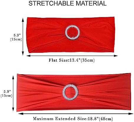 50pcs Red Spandex Chair Sashes,Durable Workmanship,Stretchable Chair Ties with Elastic for Wedding Party Banquet Event Celebration Birthday Graduation Meeting Baby Shower Decoration - Image 3