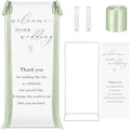Wedding Welcome Linen Sign Stand with Satin Ribbon(Green) by Unknown