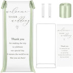 Wedding Welcome Linen Sign Stand with Satin Ribbon(Green) by Unknown