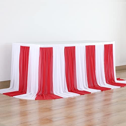 Circus Table Skirt Red White Striped Tulle Table Skirts for Rectangle Table Birthday Carnival Circus Party Decorations 14ft - Image 5