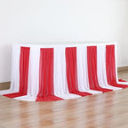 Reb and White Striped Table Skirt for Rectangle Tables or Round Tables for Carnival Circus Party 14ft Tulle Tutu Table Cloths Cover for Birthday Party Baby Shower Table Decorations - Image 3