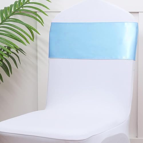 Satin Baby Blue Chair Sashes 50 Pack, Light Blue Chair Bows for Wedding - Image 6