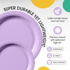 Party Solids Exquisite Lavender Paper Plates Disposable Heavy Duty 200 Pcs - 100-7" & 100-9" Lavender Disposable Plates For Party Heavy Duty 350 GSM For Birthday Supplies - Image 4