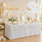 2 pk Celestial Fitted Tablecloth Rectangle for 6 Foot Tables Wrinkle Free - Image 2