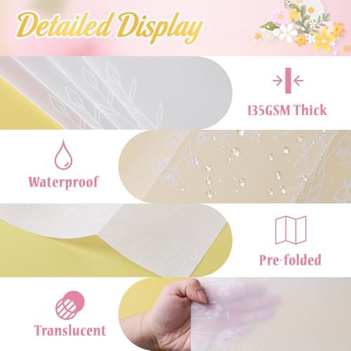 HAUTOCO 200 Pack Vellum Jackets for 5x7 Invitations, Pre-Folded Translucent 135GSM Vellum Paper Wraps, White Flower Envelope Liners Wedding Invitations Accessories - Image 4