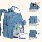 BabbleRoo Diaper Bag Backpack - Baby Essentials Travel Tote - Multi function Water Resistant Diaper Bag, Travel Essentials Baby Bag with Changing Pad, Stroller Straps & Pacifier Case - Light Blue - Image 6