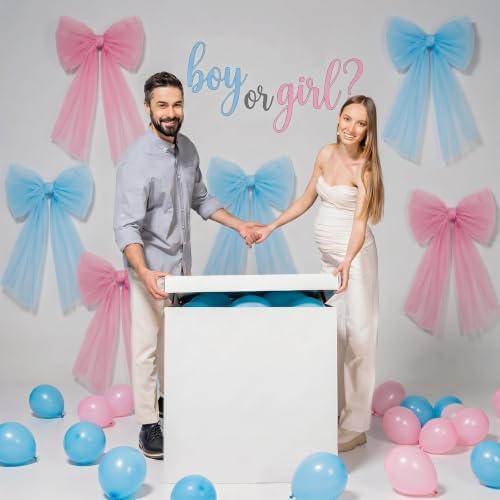 6 Pcs Large Pink and Blue Mesh Bows for Backdrop 31.5"x19.7" - Image 4