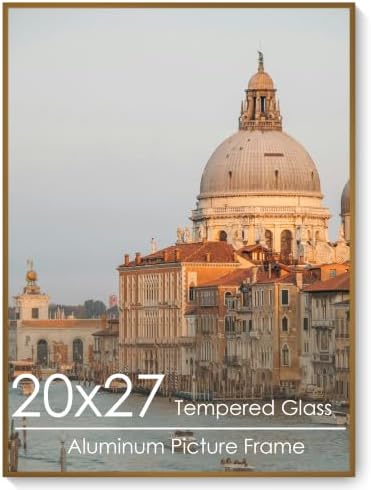 20x27 Metal Picture Frame, Aluminum Poster Frame with Real Glass, Bronze by FLYJOE