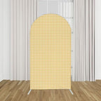 Ginger Yellow Checkered Arch Backdrop Cover 6FT Yellow Gingham Stretchy Spandex Arch Stand Cover for Birthday Baby Shower Ceremony Wedding Party Decoration (Only Cover) - Image 2