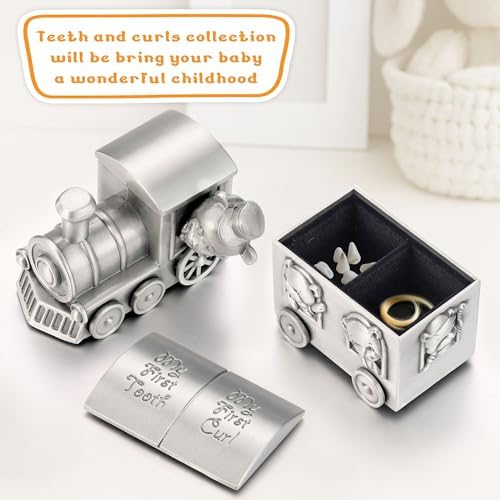 Silver Tooth Holder My First Tooth and Curl Keepsake Box Set for Child Kids - Image 2