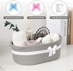 Gift Basket, Hamper Kit, Empty Hamper Basket with Cellophane Bags and Pull Bows, Rope Gift Baskets with Handles, Woven Gift Baskets for Baby Shower, Wedding, Birthday, Housewarming (Grey) - Image 7