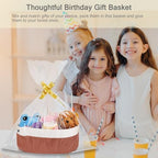 2 Pack Small Woven Basket with Gift Bags and Ribbons, Empty Baby Gift Baskets for Kids Women Men, Shelf Storage, Small Cat Dog Pet Toy Boxes, 13”x 9”x 5.5” - Image 2