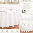 Showgeous 90 Inch Ivory Round Tablecloths, Polyester Table Covers - Image 6