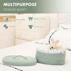 Sea Team Oval Storage Basket, Woven Cotton Rope Basket with Lid, Green - Image 2