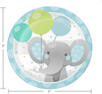 Elephant Baby Shower Party Supplies Set, Blue and Mint, 16 Guests, with Plates, Napkins and Hanging Decorations - Image 4