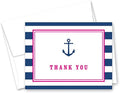 50 Cnt Navy Stripes Pink Border Anchor Nautical Baby Shower Thank You Cards by Unknown