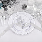WELLIFE 300Pcs Silver Elegant Plastic Dinnerware Set for 50 Guests - Premium Disposable Party Supplies Includes Dinner Plates, Salad Plates, Cups & Flatware Set for Wedding, Anniversary, Banquet - Image 3