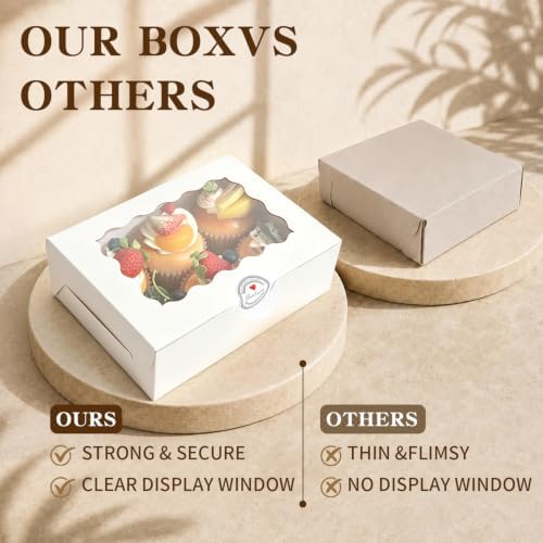 White Bakery Boxes 8x6x2.5 Inch, 50 Pack Dessert Treat Boxes with Stickers - Image 4