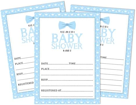 Pack of 30, Boy/Boy Baby Shower Party Collection, Baby Shower Invitation Cards, Fill in the Blank Invites WIth Envelopes, Little Man Theme Party Supplies - Image 6