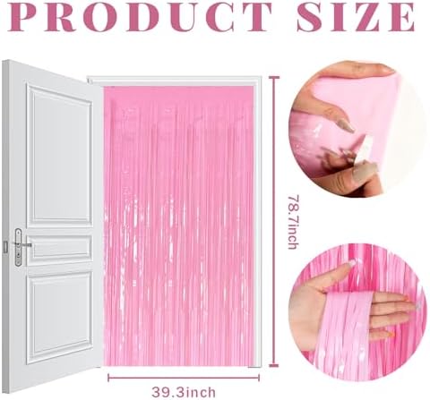 20 Pack Backdrop Party Decorations Pink Tinsel Curtain Party Backdrop Foil Fringe Birthday Decorations Photo Booth Streamer Backdrop Pink Theme Bachelorette Graduation Party Decorations - Image 7