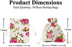 Mandala Crafts 5X7In Rose Burlap Drawstring Gift Bags for Favors, 50 PCs - Image 2