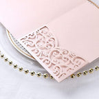 ponatia 5.12 x 7.2 Inches 20PCS Tri-Fold Laser Cut Wedding Invitation Pocket with Envelopes for Wedding Bridal Shower Engagement Birthday Invite (Blush Pink, 20pcs No Inner Sheet) - Image 5