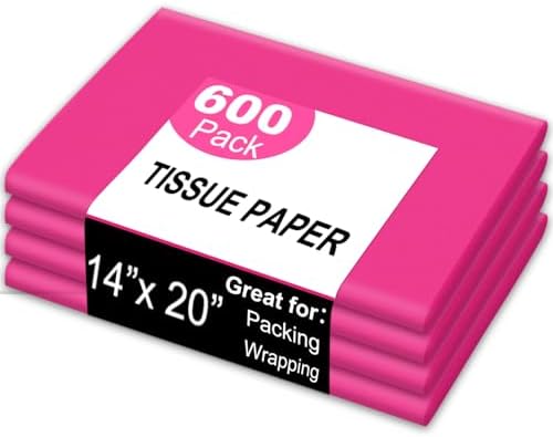 JarThenaAMCS 600 Sheets Hot Pink Tissue Paper Decorative Wrapping Paper for Birthday Baby Shower Wedding Party DIY Crafts, 14 x 20 Inch by JarThenaAMCS